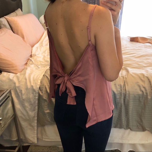 Missguided Tops - Blush Bow Open Back Tank Missguided
